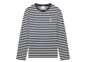 Maison Kitsune Fox Head Patch Regular Marin Tee-Shirt Navy Stripes - vue 360