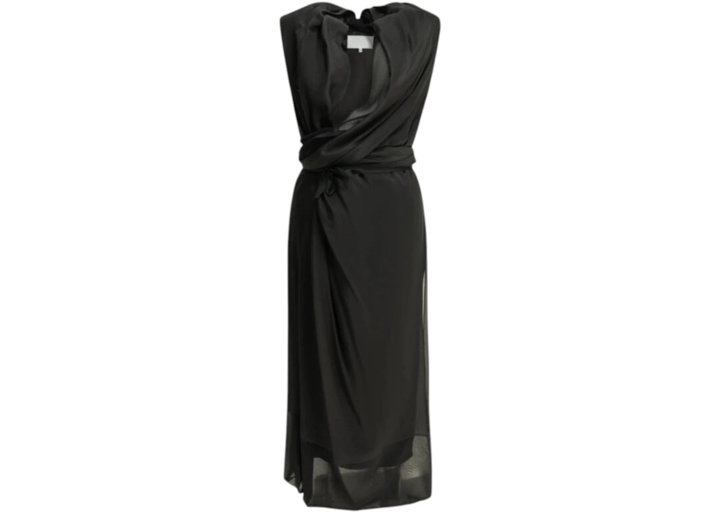 Maison Margiela Women's Draped Silk Midi Dress Black - vue secondaire A