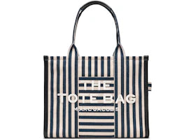 Marc Jacobs Stripe Canvas Large Tote Bag Blueea - vue 360