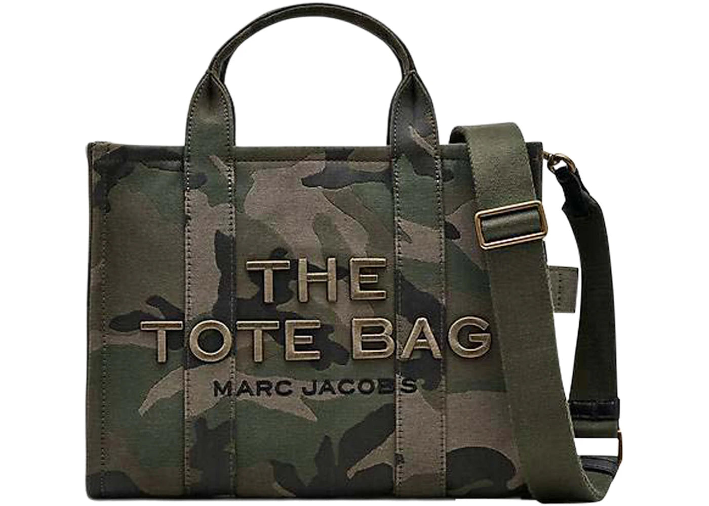Marc Jacobs The Camo Jacquard Medium Tote Bag Green - vue 360