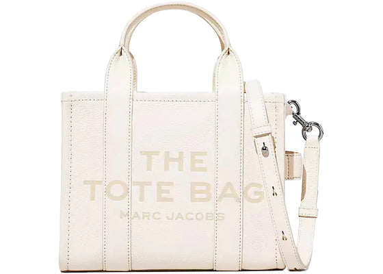 Marc Jacobs The Leather Small Tote Bag Cotton/Silver sneakers - authentic Marc Jacobs shoes