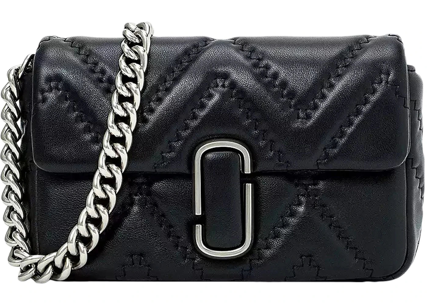 Marc Jacobs J Marc Schultertasche aus gestepptem Leder, Schwarz - vue 360