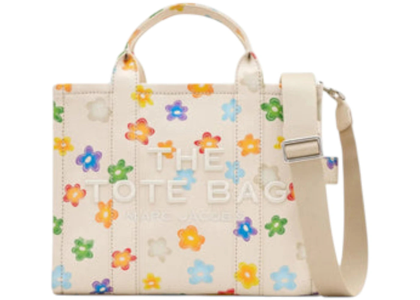 Marc Jacobs Wild Daisy Canvas Medium Tote Bag White Multi - vue 360