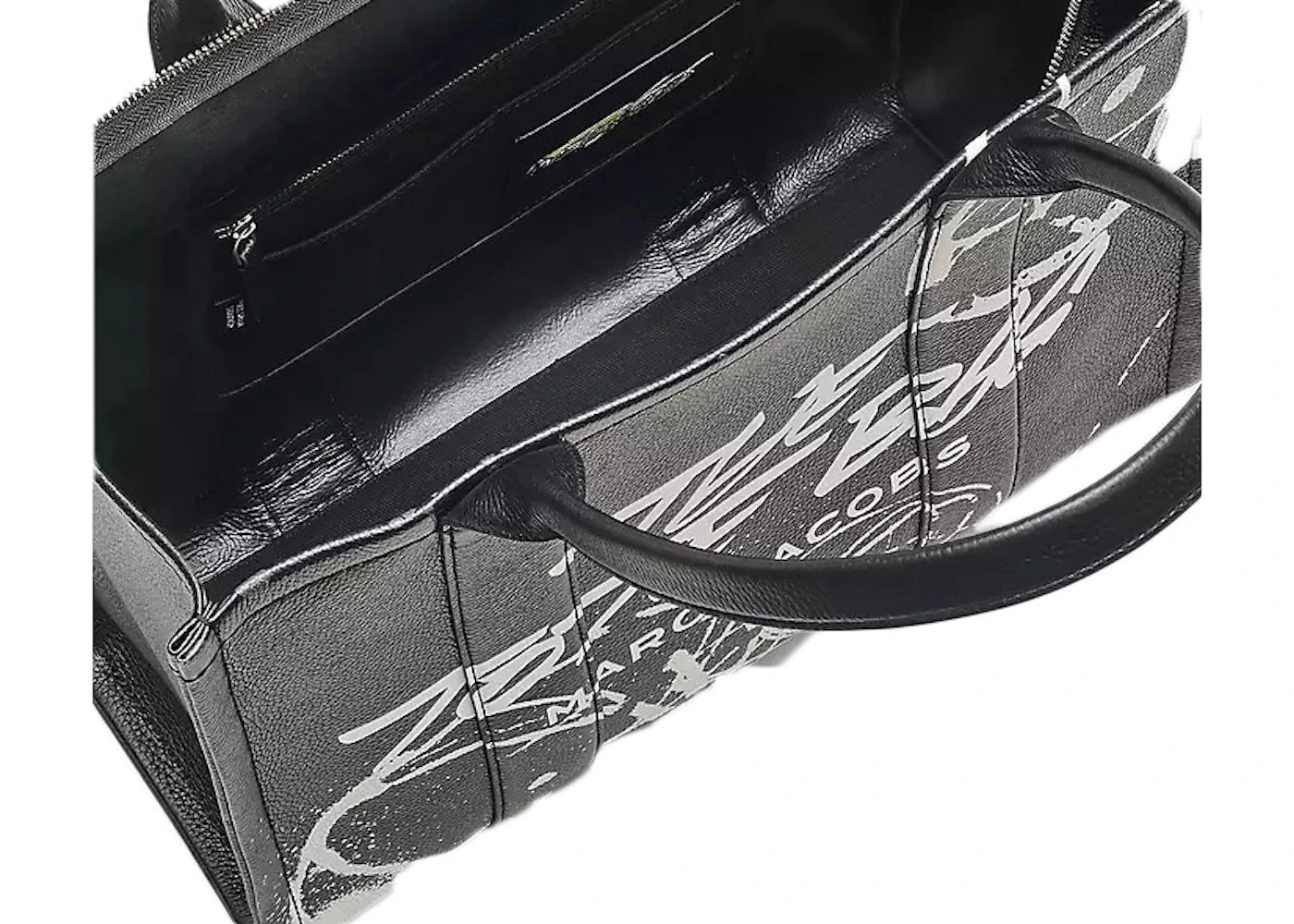 Marc Jacobs x Futura Leather Large Tote Bag Black/White - vue secondaire B
