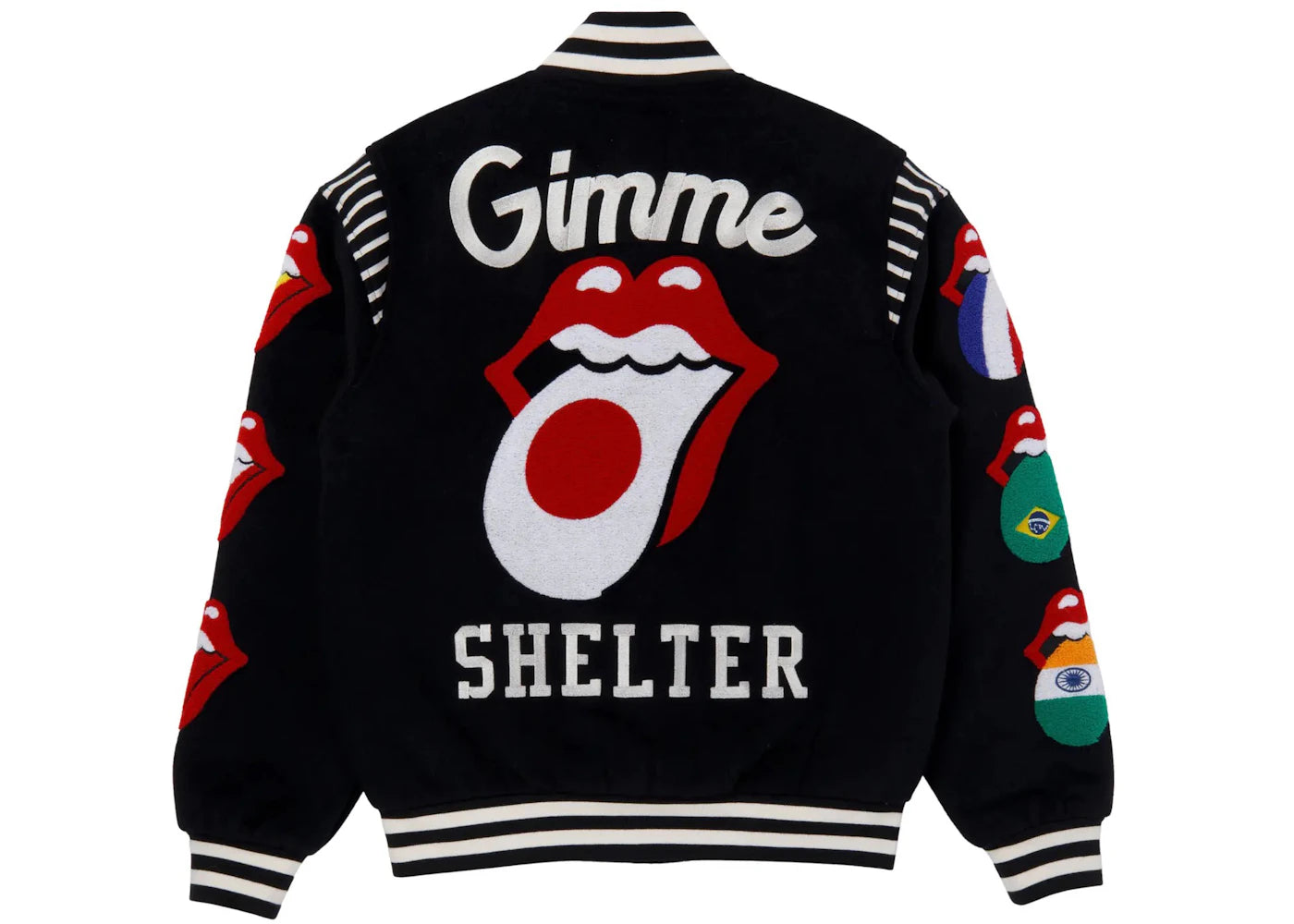 Market MKT Rolling Stones World Flag Bomber Varsity Jacket Black - vue secondaire A