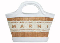 Marni Leather and Raffia Effect Fabric Microbag White