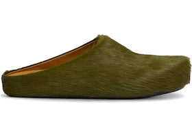 Marni Long Hair Calfskin Fussbett Sabot Mule Deep Sage - vue 360