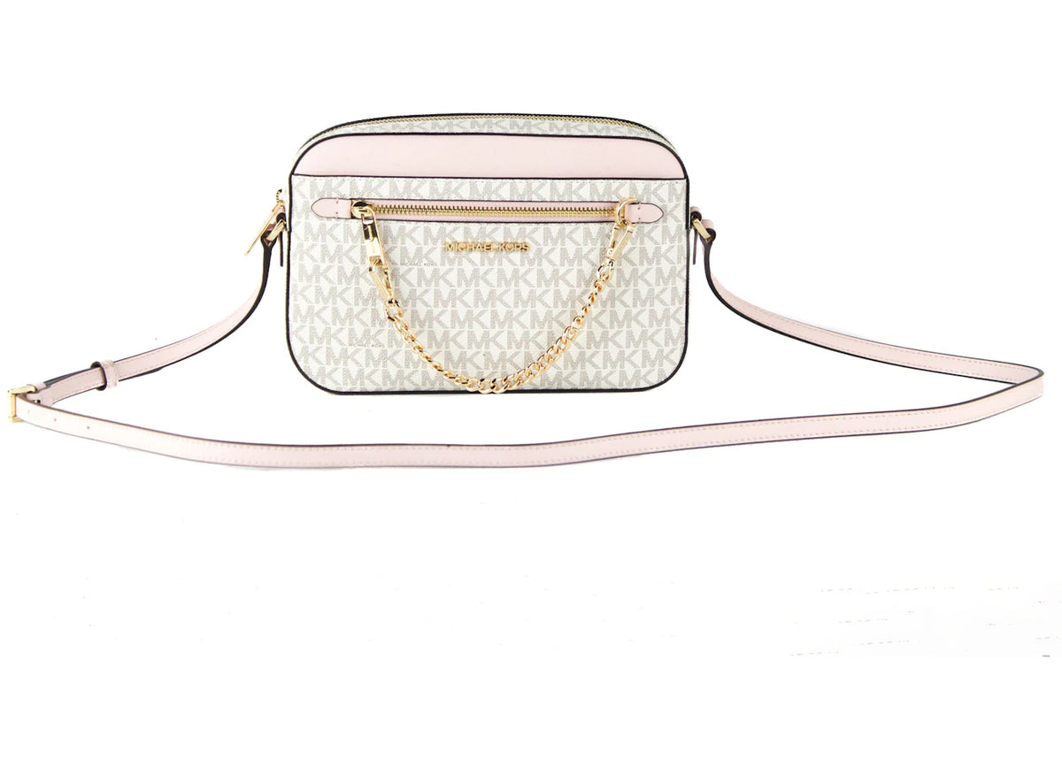 Michael Kors Jet Set East West Crossbody Bag Large Vanilla/Pink - vue 360