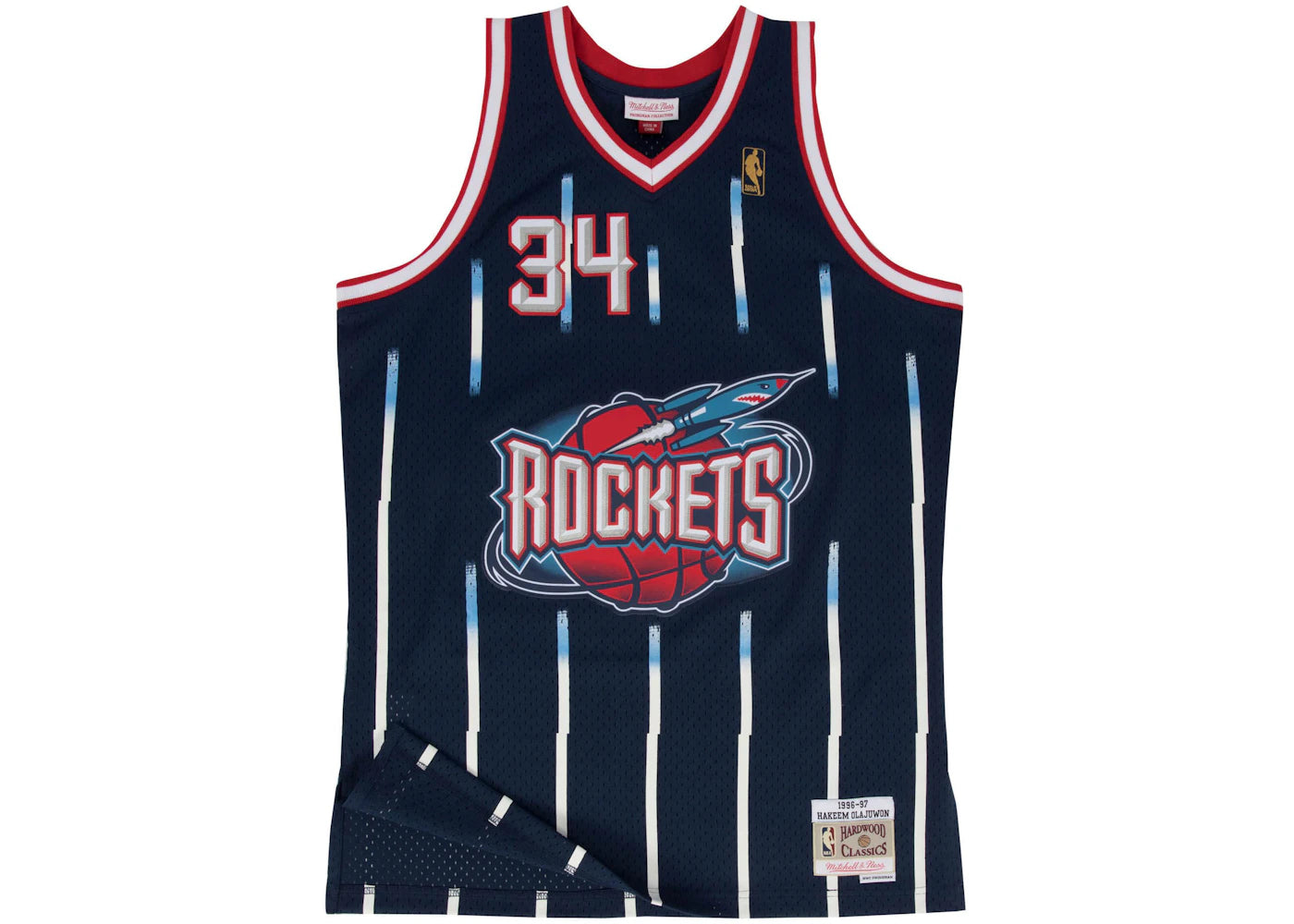 Mitchell & Ness Houston Rockets Road 1996-97 Hakeem Olajuwon Swingman Jersey Navy Blue - vue 360