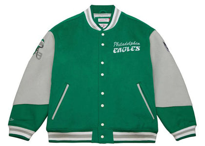 Mitchell & Ness Philadelphia Eagles Team Varsity Jacket Grey/Green - authentic Mitchell & Ness apparel