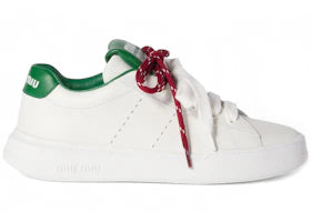 Miu Miu Leather Sneakers White Green Double Lace (Women's)