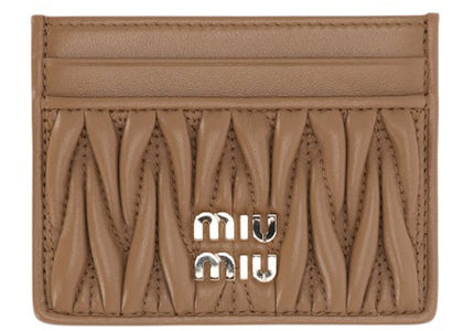 Miu Miu Matelasse Nappa Leather Card Holder Caramel - authentic Miu Miu product