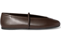Miu Miu Nappa Leather Ballerinas Dark Brown (Women's)