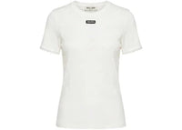 Miu Miu Women's Pointelle Manica Corta Top Bianco