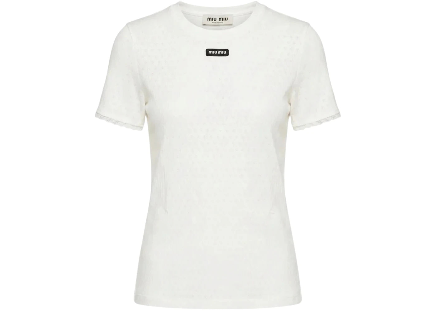 Miu Miu Women's Pointelle Manica Corta Top Bianco - vue secondaire A