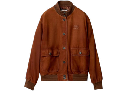 Miu Miu Women's Waxed Suede Jacket Chestnut Brown - apparel view 2
