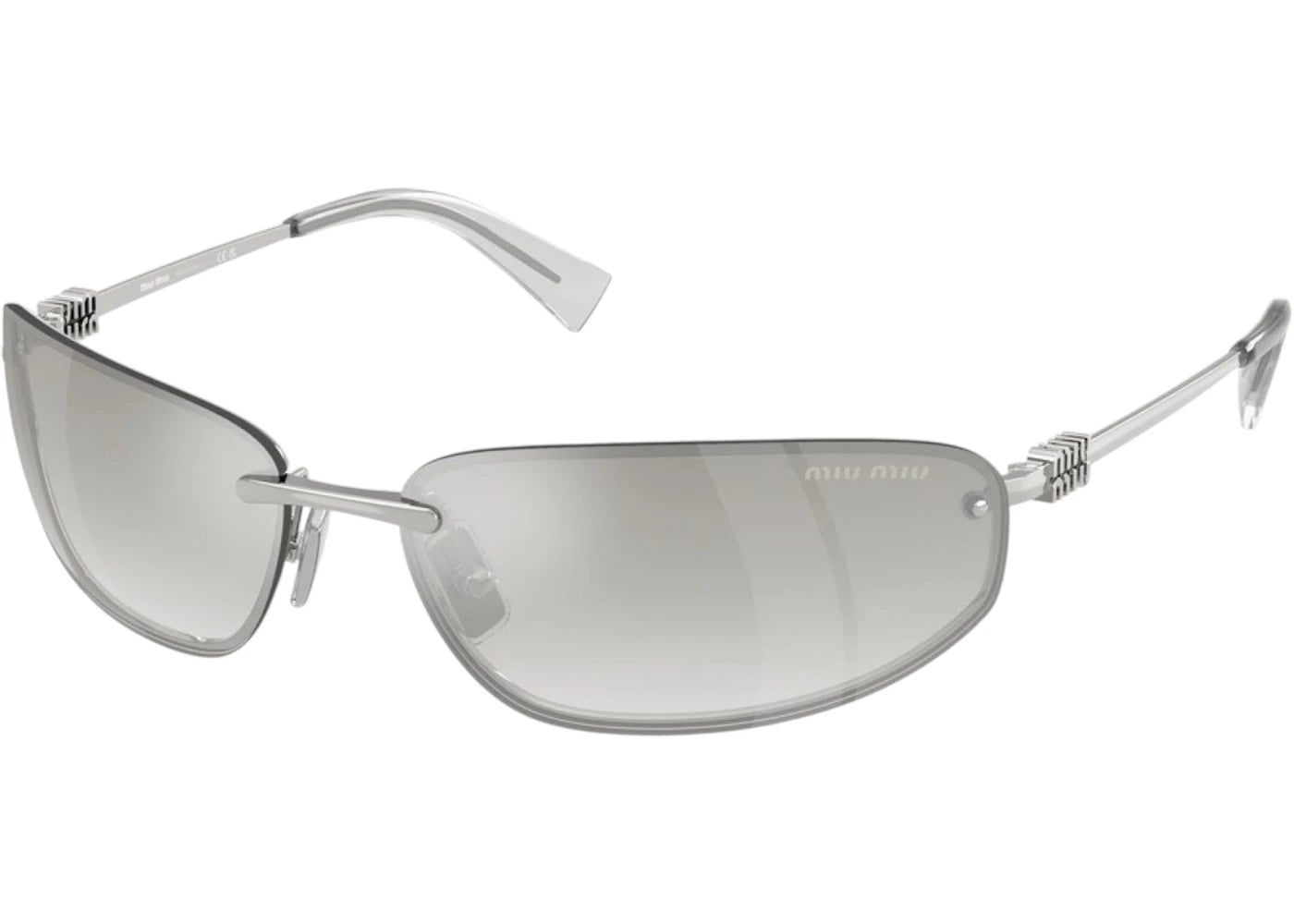 Miu Miu Women's Women'S Logo Nocturne Sunglasses Clear/Silver Gradient - vue 360