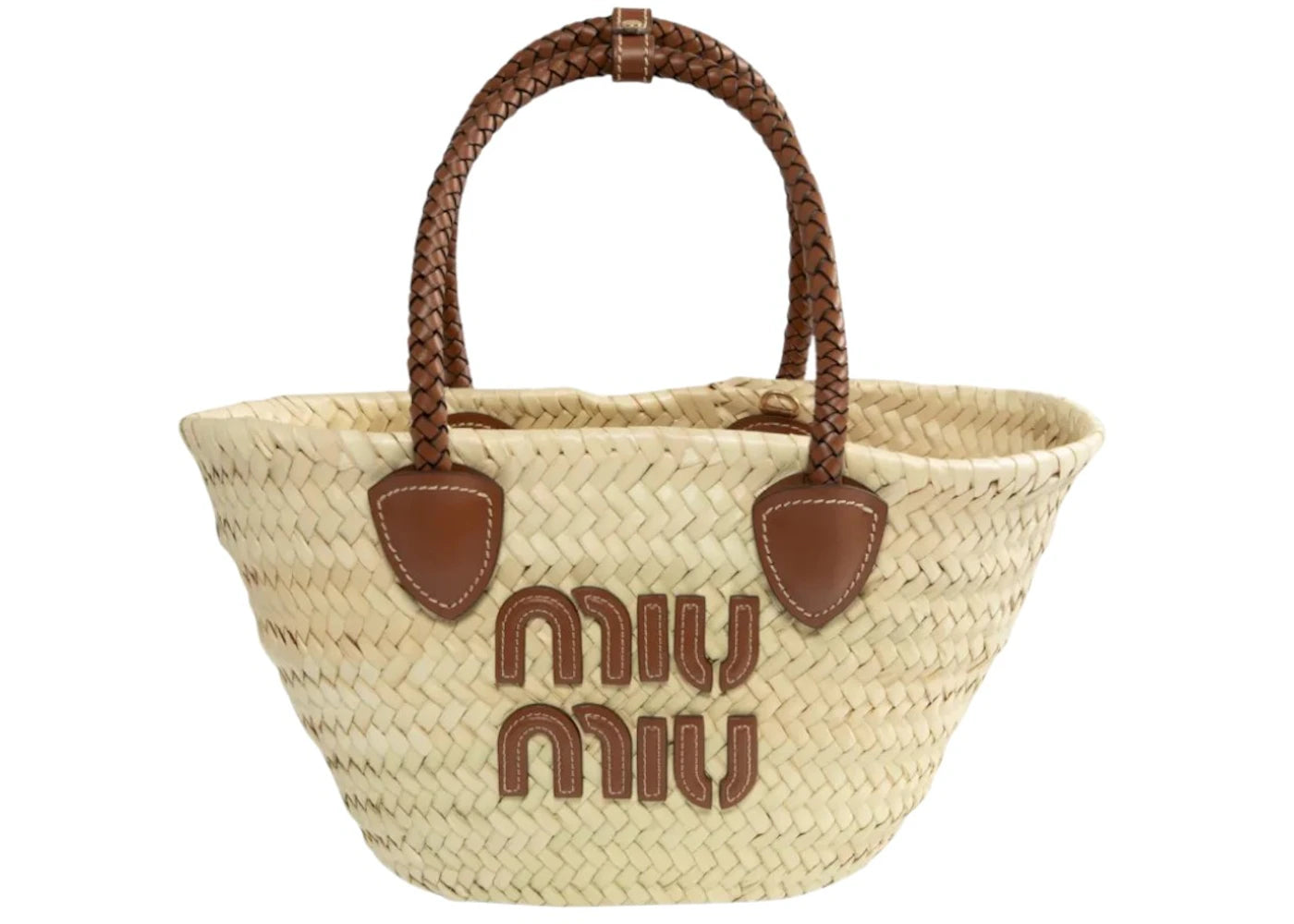 Miu Miu Woven Fabric Bag Naturale Cogn - vue 360