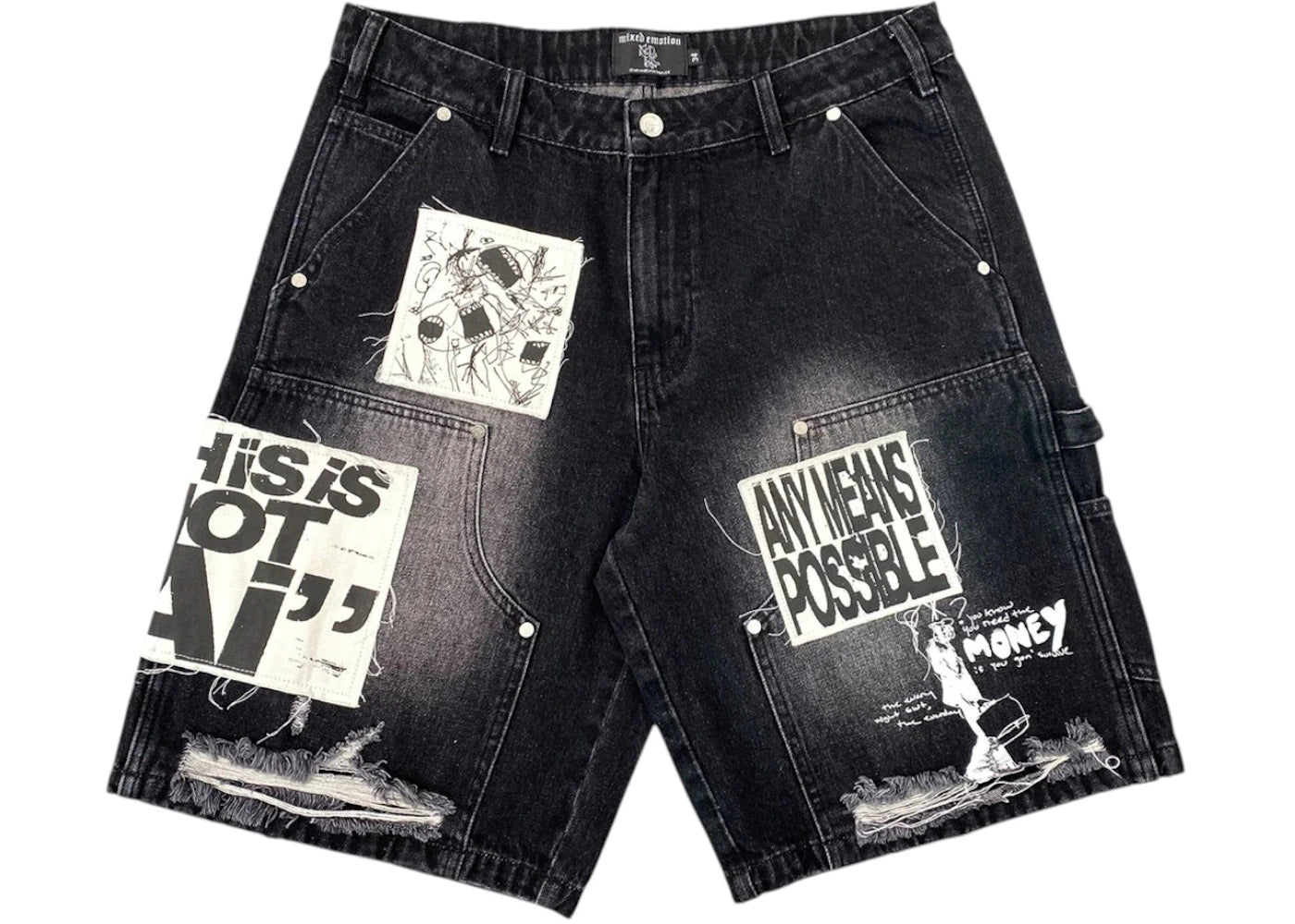 Mixed Emotions AI Denim Shorts Black - vue secondaire A