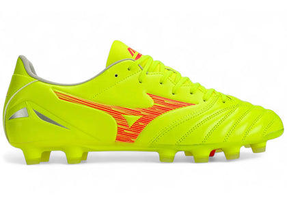 Mizuno Morelia Neo IV Pro MD Safety Yellow Fiery Coral Galaxy Silver - authentic Mizuno sneakers