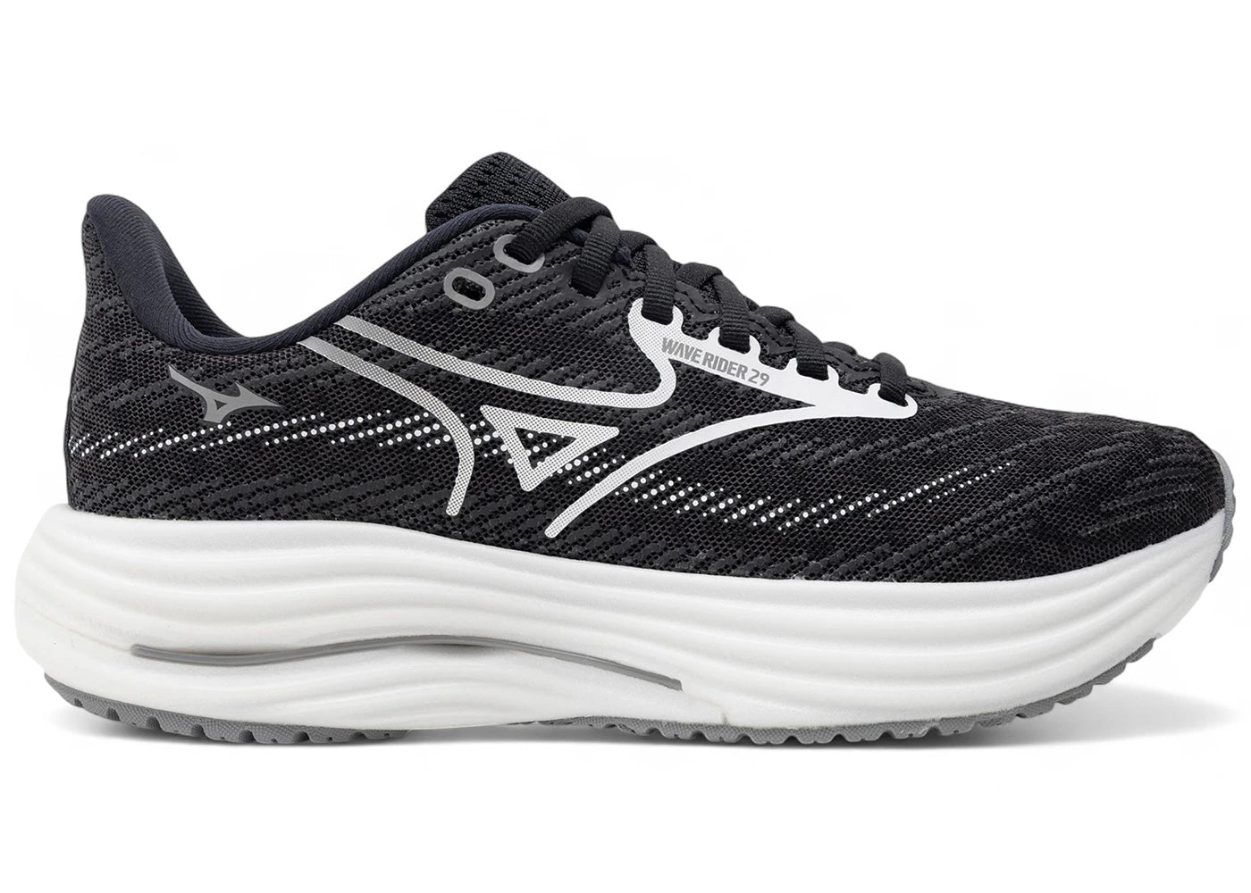 Mizuno Wave Rider 29 Black Sand White Black (Women's) - vue 360