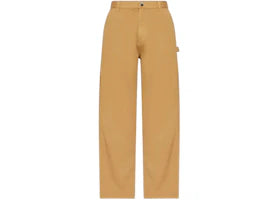 Moncler Button Up Zipper Straight Leg Pants Camel