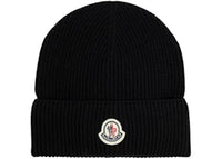 Moncler Iconic Circular Logo Ribbed Hat Black