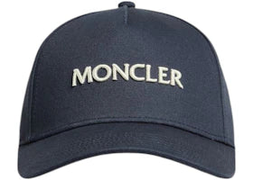 Moncler Logo Embroidered Baseball Cap Navy - vue 360