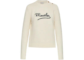Moncler Women's Crewneck Long Sleeve Top Silk White