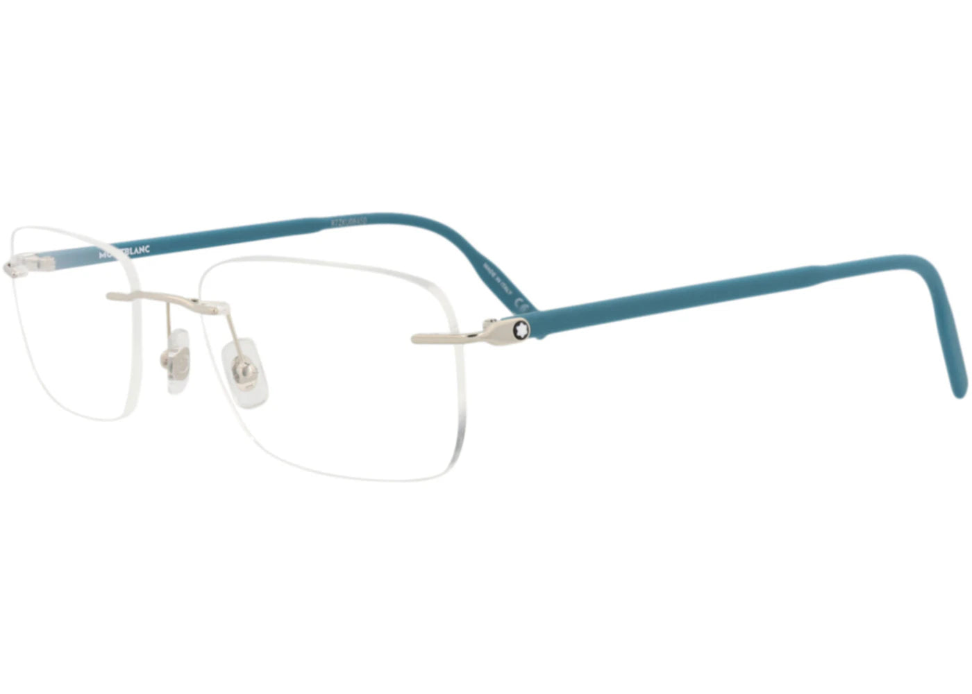 Montblanc Square-Frame Metal Optical Frames Silver Blue Transparent (MB0221O-30012160-009) - vue secondaire B