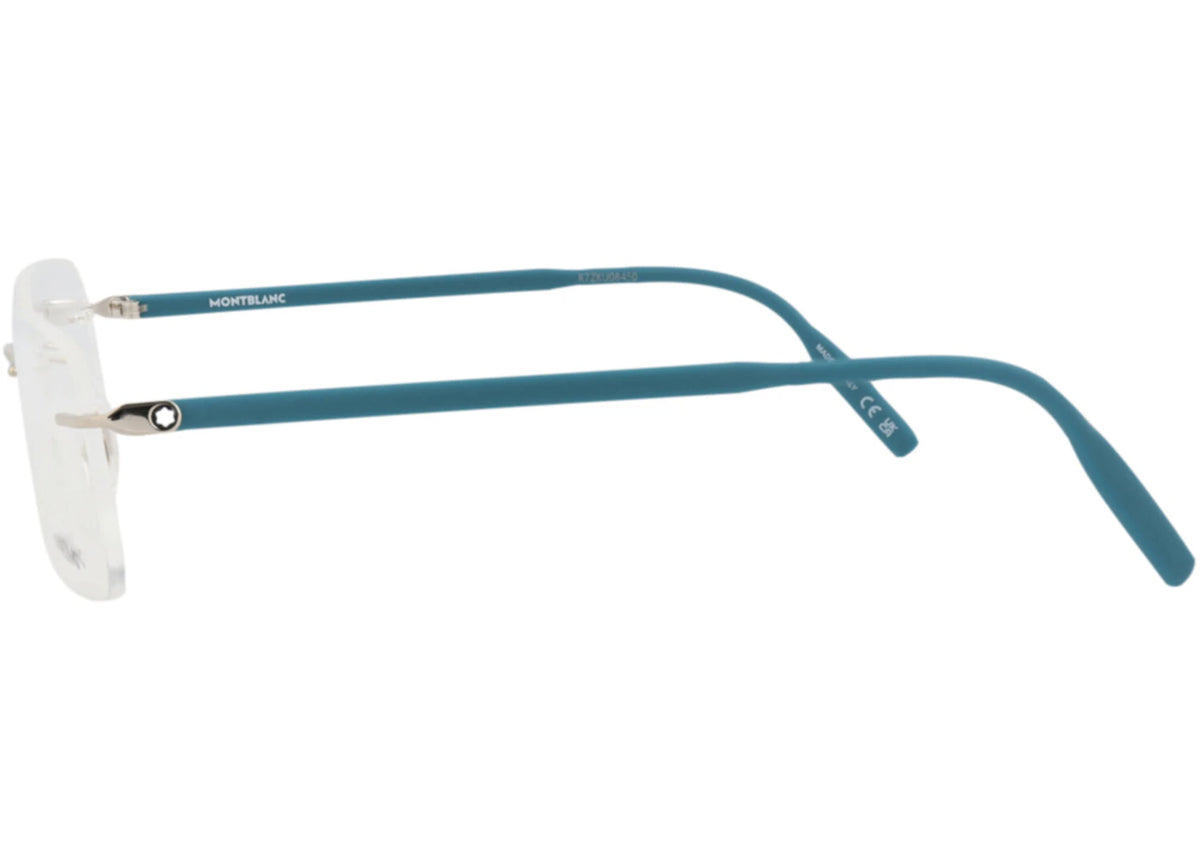 Montblanc Square-Frame Metal Optical Frames Silver Blue Transparent (MB0221O-30012160-009) - vue secondaire B