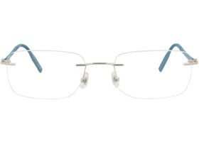 Montblanc Square-Frame Metal Optical Frames Silver Blue Transparent (MB0221O-30012160-009) - vue 360