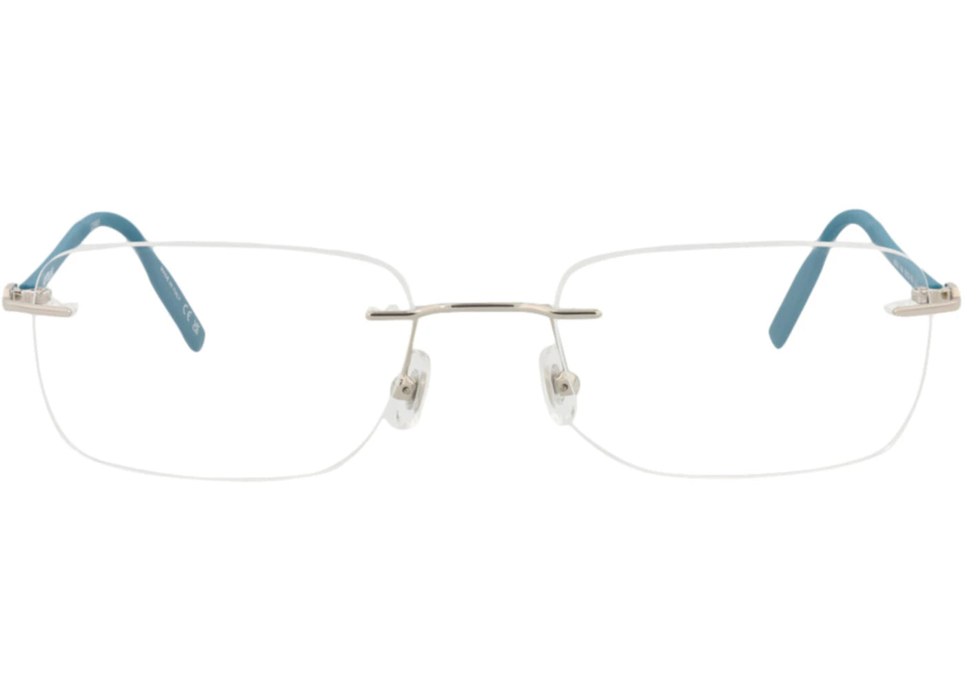 Montblanc Square-Frame Metal Optical Frames Silver Blue Transparent (MB0221O-30012160-009) - vue secondaire A