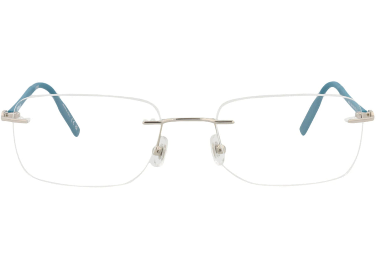Montblanc Square-Frame Metal Optical Frames Silver Blue Transparent (MB0221O-30012160-009) - vue 360