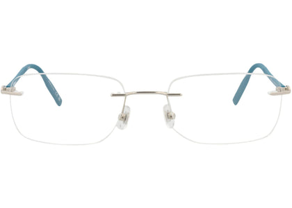 Montblanc Square-Frame Metal Optical Frames Silver Blue Transparent (MB0221O-30012160-009) - product view 2