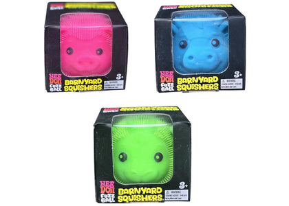 NeeDoh Barnyard Squisher Squishy Fidget Toy Set of 3 Pink/ Blue/ Green - authentic NeeDoh product