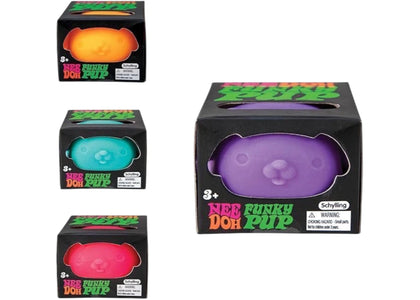 NeeDoh Funky Pup Squishy Fidget Toy 4x Lot Orange/Blue/Purple/Pink - authentic NeeDoh product