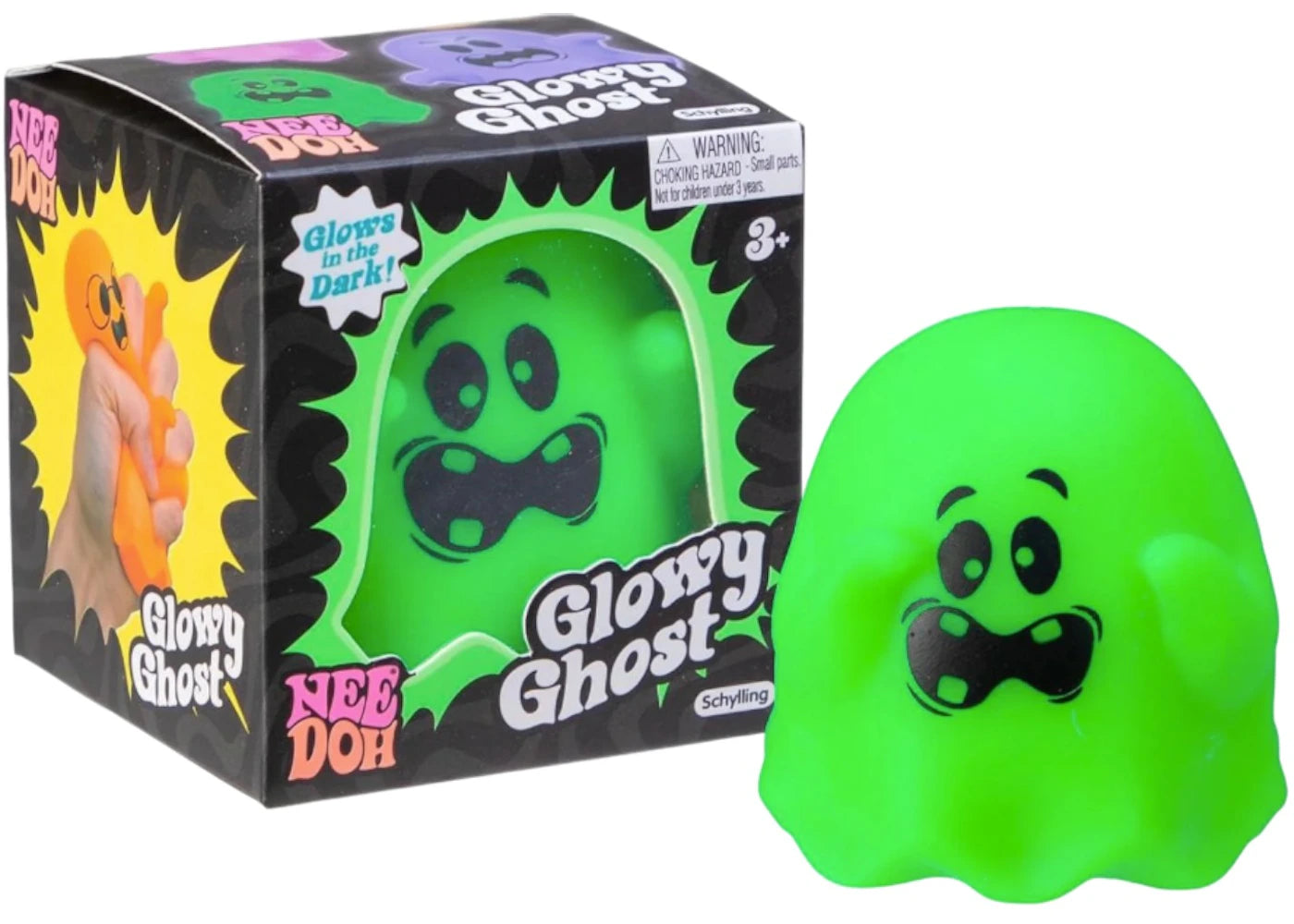 NeeDoh Glowy Ghost Squishy Fidget Toy (Random Facial Expression) Green - vue secondaire A