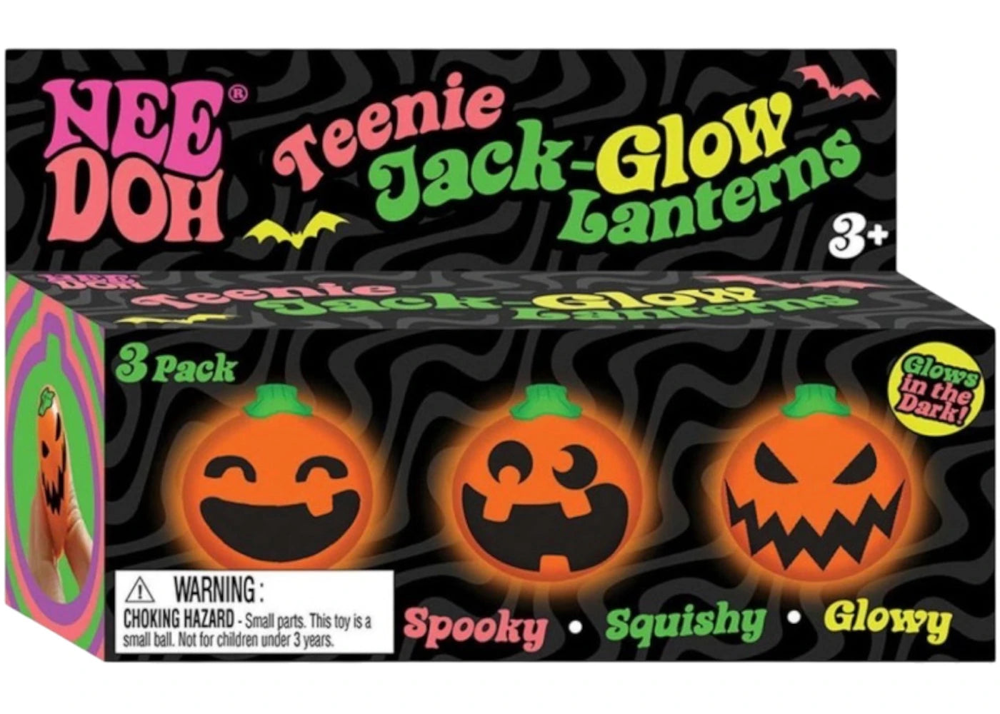 NeeDoh Jack Glow Lantern Squishy Fidget Toy 3-Pack - vue 360