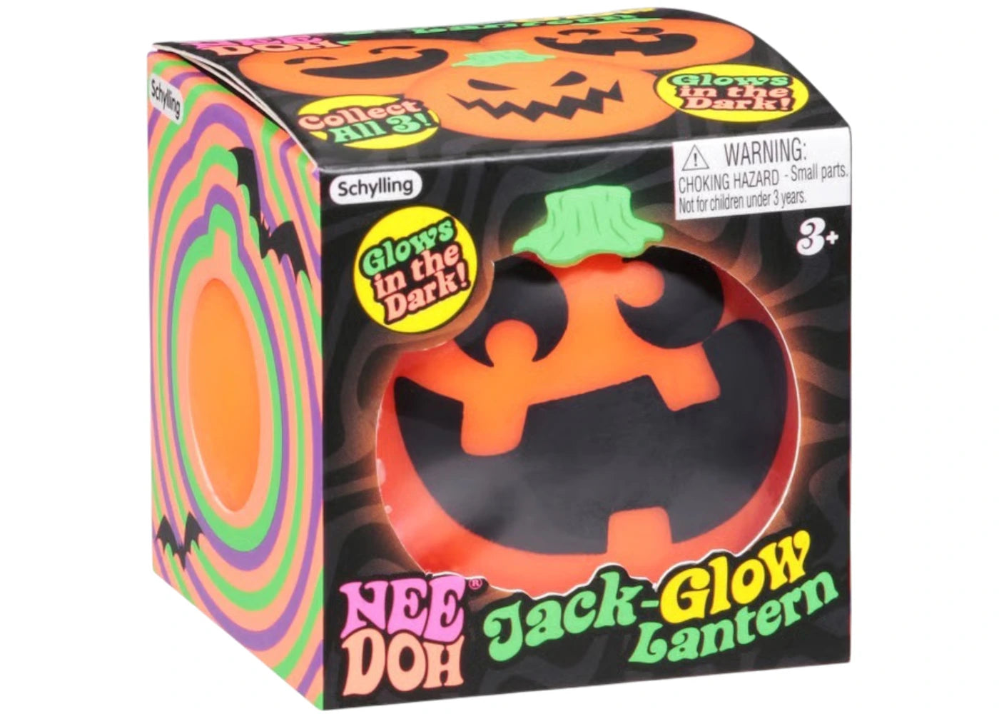 NeeDoh Jack Glow Lantern Squishy Fidget Toy Happy Face with Teeth - vue 360
