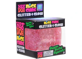 NeeDoh Nice Cube Glitter and Glow Squishy Fidget Toy Pink - vue 360