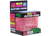NeeDoh Nice Cube Glitter and Glow Squishy Fidget Toy Pink