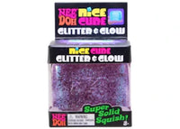 NeeDoh Nice Cube Glitter and Glow Squishy Fidget Toy Purple