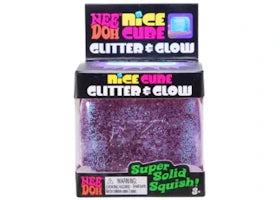 NeeDoh Nice Cube Glitter and Glow Squishy Fidget Toy Purple - authentic NeeDoh product