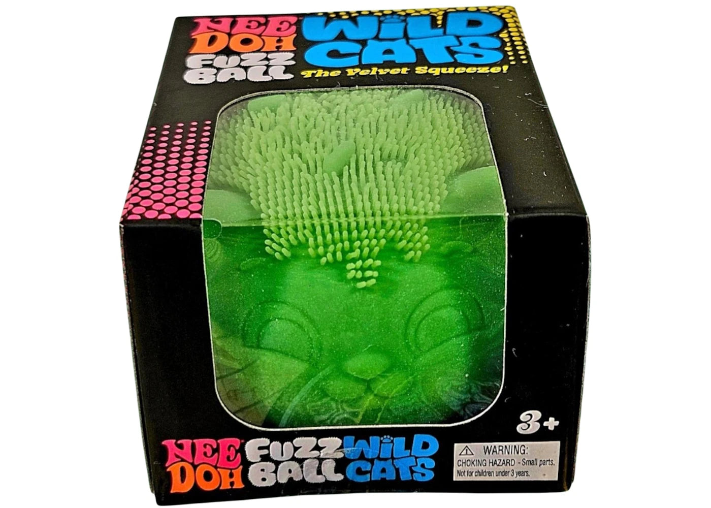 NeeDoh Fuzz Ball Wild Cats Squishy Fidget Toy Green - vue 360