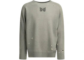 Needles Deconstructed Crewneck Sweatshirt Grey - vue 360