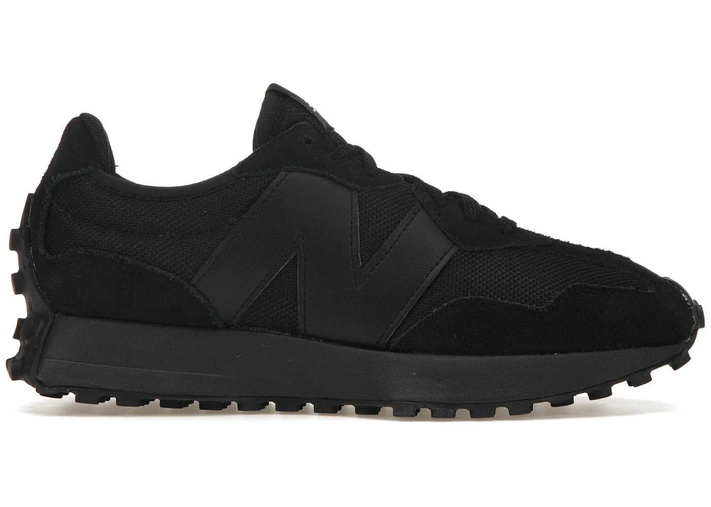 New Balance 327 Black White Tongue Logo