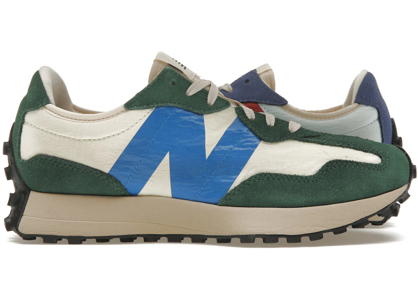 New Balance 327 Forest Green Serene Blue Vintage Worn