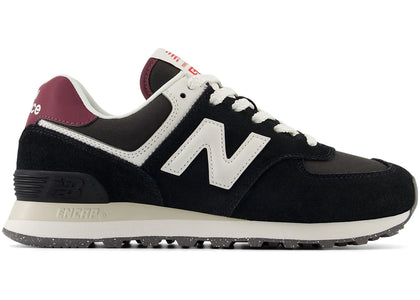 New Balance 574 Black White Burgundy (Women's) - sneakers view 2