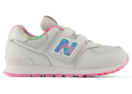 New Balance 574 Hook and Loop Grey Matter Signal Pink Tie-Dye (PS) - sneakers view 2
